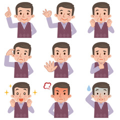 中高年男性の表情セット