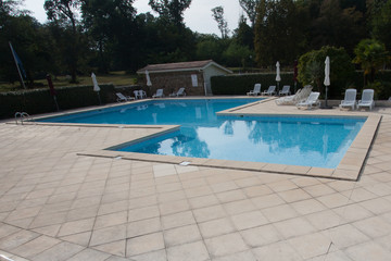 Private swimming pool at summertime