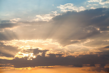 colorful dramatic sky with cloud at sunset