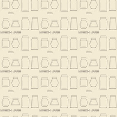 Mason jars  linear icon set seamless texture. 
