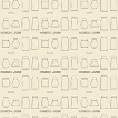 Mason jars  linear icon set seamless texture. 