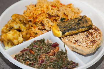 Plate with vegetarian Indian dishes 