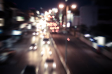 Fototapeta na wymiar blur cars traffic on urban street tone vintage.