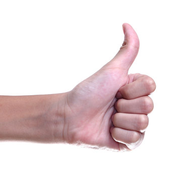 thumbs up sign against white background