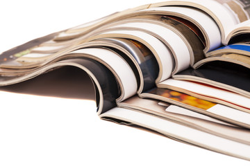 Color magazines isolated on white background