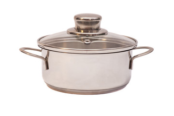 Stainless steel pot. Isolated on white background 