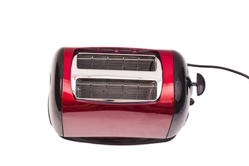 toaster of red color isolated on white background