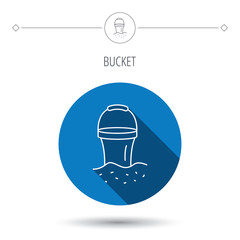 Bucket icon. Trash bin sign. Garden equipment.