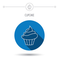 Cupcake icon. Dessert cake sign.
