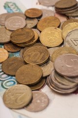  ruble coins on banknotes 