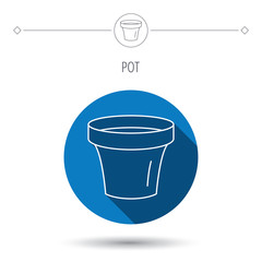 Flower pot icon. Gardening ceramic container.