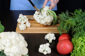 cauliflower on a cutting board