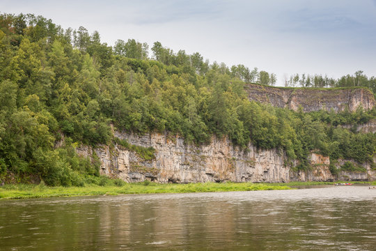 Tourist route to the Urals. Hay River and Small prites view from the river