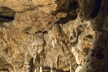 Stalactites and Stalagmites in Cave