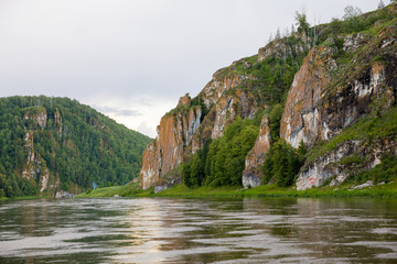Tourist route to the Urals. Hay River and Stone Falcon view from the river