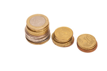 Euro coins isolated on white background