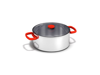 stainless pot with lid on white background
