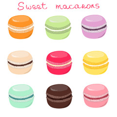 Hand drawn sweet macarons vector set