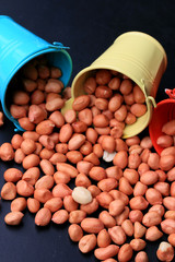 Peanut on black background