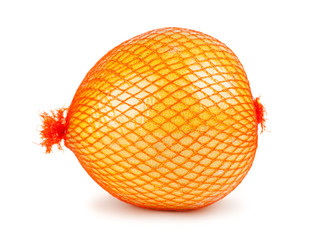 Single pomelo fruit wrapped in plastic reticle