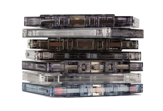 Stack of old audio cassettes