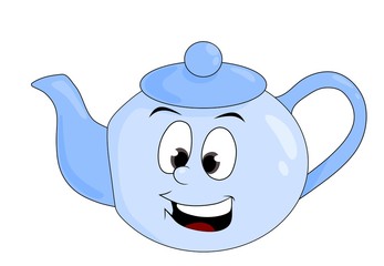 Cartoon illustration of funny teapot isolated on white