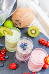 drei verschiedene Smoothies