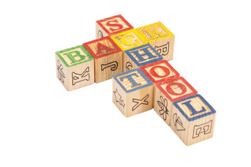 Toy wooden blocks spelling Back To School