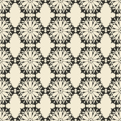 Geometric ornament seamless pattern.  Monochrome design template seamless background. Round, polygonal and grunge motif endless texture.