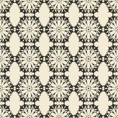 Tuinposter Geometric ornament seamless pattern.  Monochrome design template seamless background. Round, polygonal and grunge motif endless texture. © turmaham