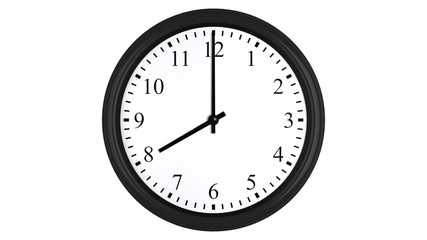Realistic 3D clock set at 8 o'clock