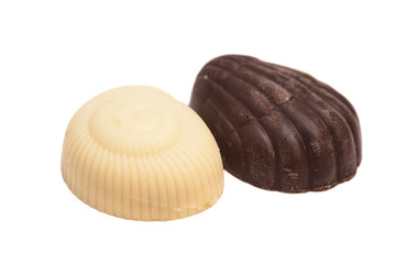Delicious dark and milk chocolate isolated on white