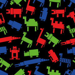red green blue digital retro animals pattern eps10
