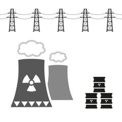 nuclear power plant and radioactive barrels eps10 © martin951