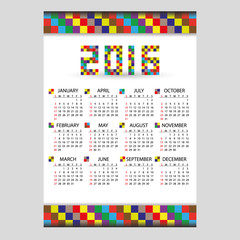 2016 wall blocky color calendar from little numbers eps10