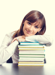 Young woman with textbooks