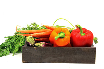 A tray of fresh vegetables