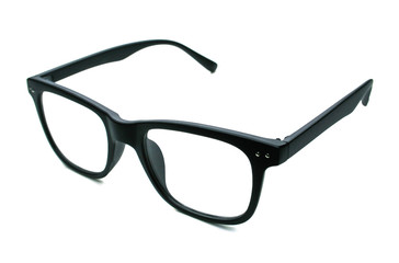 black eye glasses isolated on white background