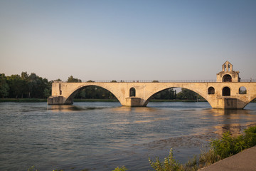 Fototapeta na wymiar Bridge at river Rhone in Avignon 