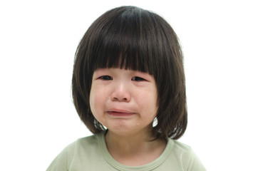 Close up of cute asian baby crying