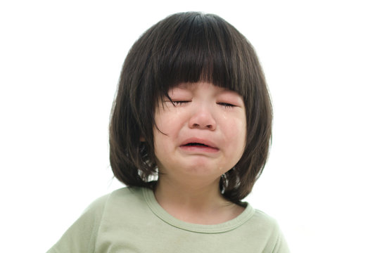 Close up of cute asian baby crying