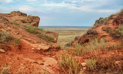 Landscape of the mountain Bogdo to lake Baskunchak. Russia