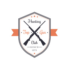 Hunting Club Vintage Emblem on shield, vector illustration, eps10, easy to edit