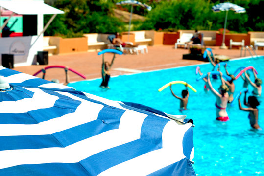 people doing water aerobics