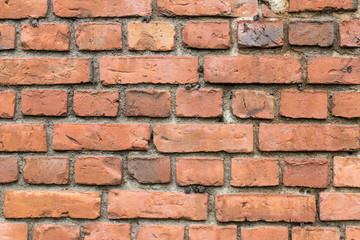 Old deteriorated red brick wall texture background