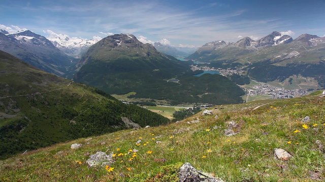 Panorama of the Upper Engadine from Muottas Muragl, Switzerland