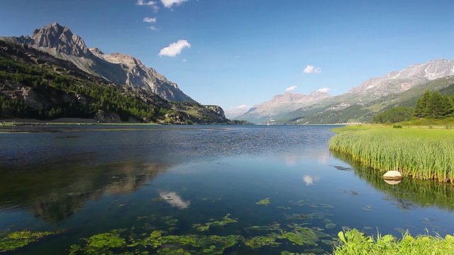Lake Sils. It is a lake in the Upper Engadine valley, Grisons, Switzerland.