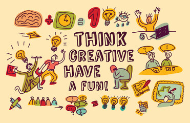 Think creative fun doodles people color