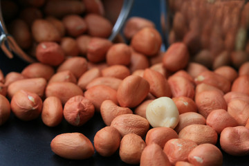 Peanut on black background