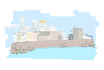 Los Bloques y el paseo que va a la Playa de Santa María del Mar, centro histórico de la ciudad de Cádiz. © carlosgizmo